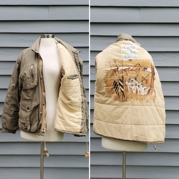 Vintage 90s y2k Khaki Insulated Outback Australia Kangaroo Command Bomber Jacket - Picture 5 of 7